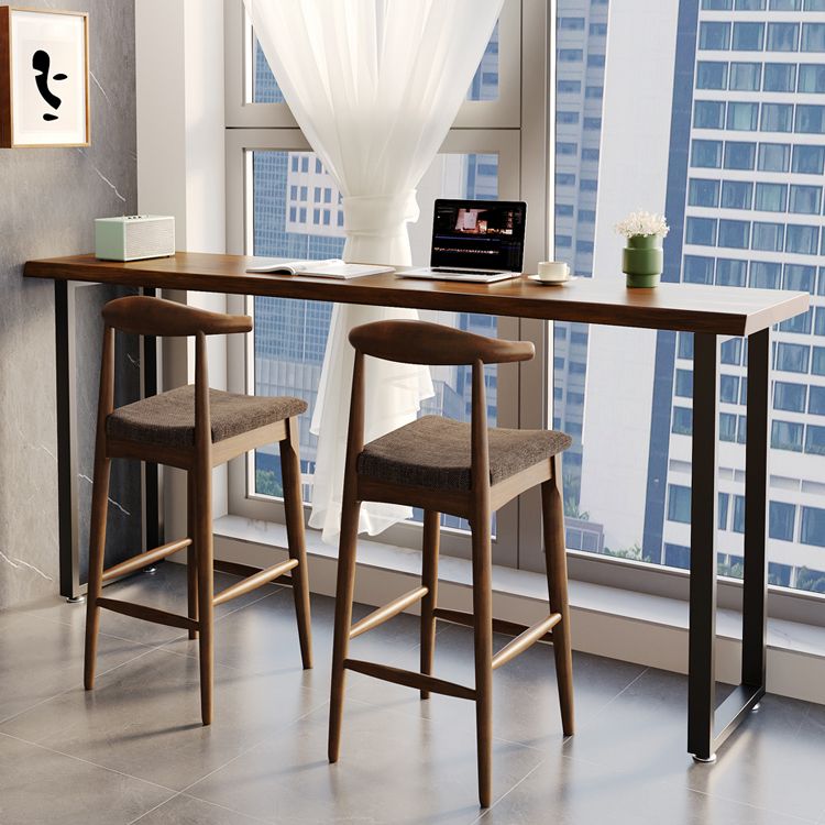 Modern Rectangle Wood Bar Table Metal Base for Milk Tea Shop