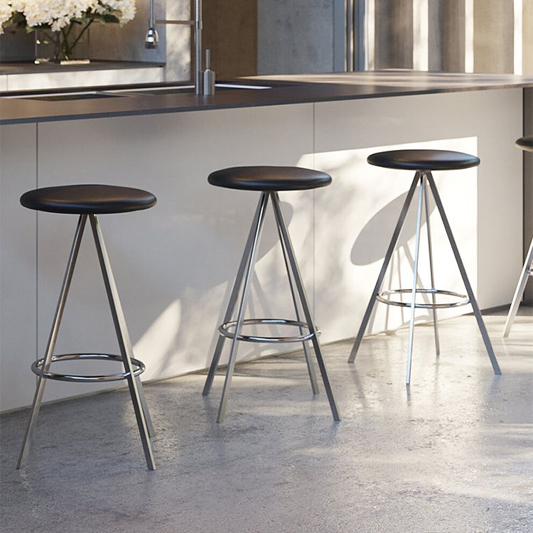 Backless Metal Counter & Bar Stools Modern Indoor Stools with Chrome Frame