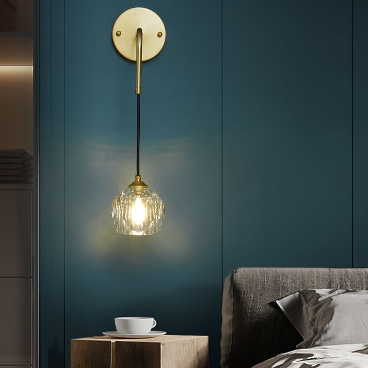 1-Light Contemporary Crystal Wall Sconce Armed Wall Light Lamp for Bedroom