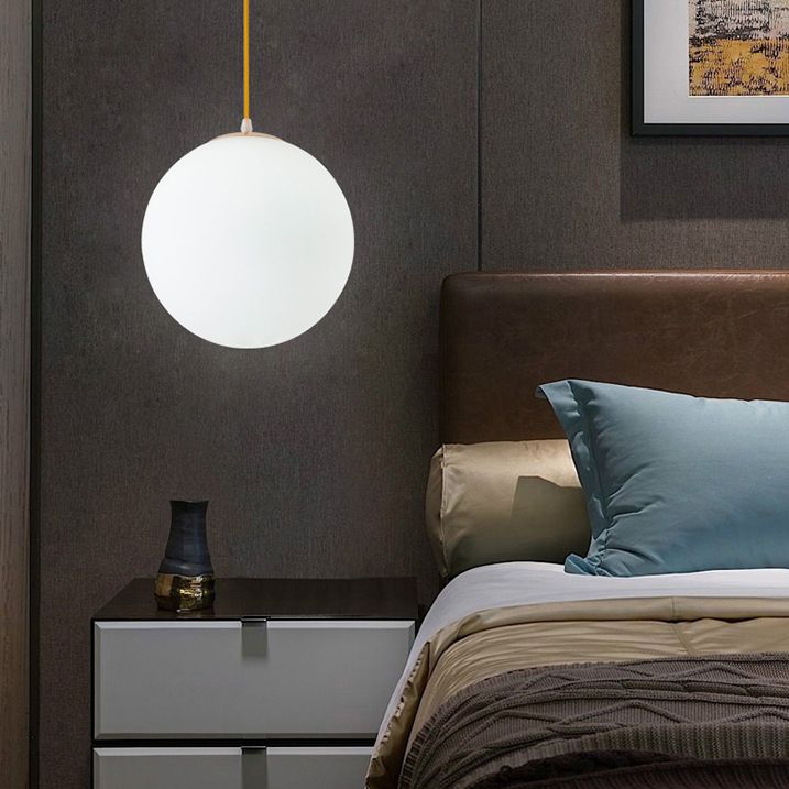 Globe Ceiling Pendant Light Simplicity Glass Dinning Room Pendant Light Kit in White