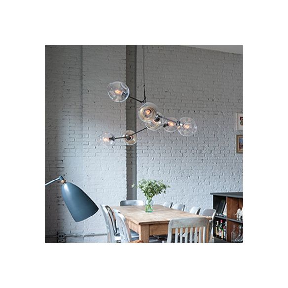 Iluminación de araña de burbujas de vidrio contemporáneo 3/5 cabezas lámpara colgante ajustable en acabado negro/dorado
