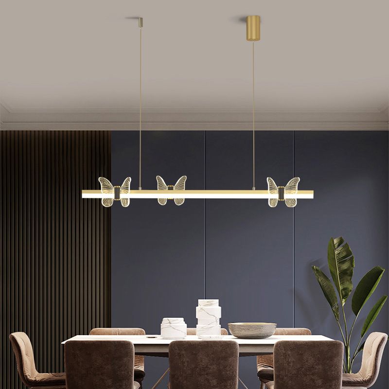 Linear Island Light Modern Lighting Chandelier Metal 1 Light Pendant Light Fixture