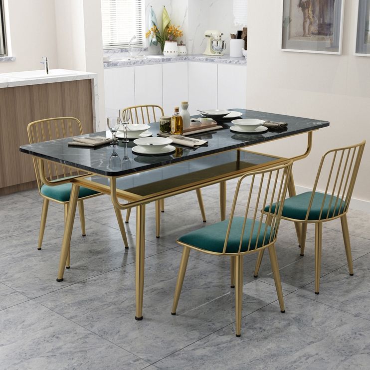 Tavolo da pranzo tradizionale di lusso tavolo da pranzo in marmo rettangolo con base di metallo