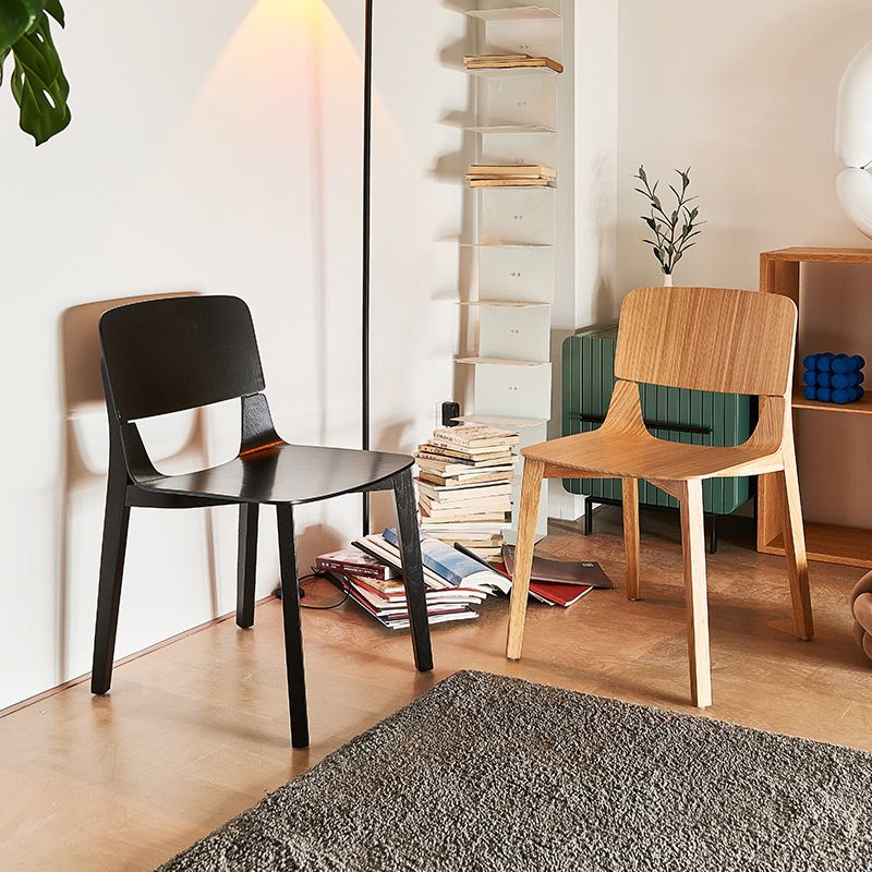 Solid Wood Side Chair Industrial Open Back Dining Chair for Home