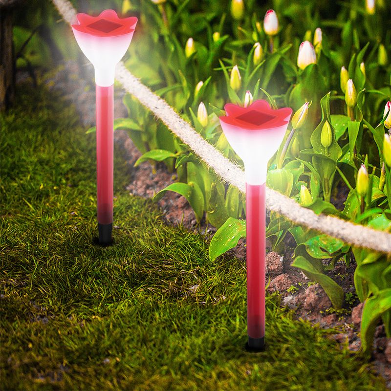 Flower Shaped Courtyard Solar Ground Light Plastic Art Decor LED Landscape Lighting