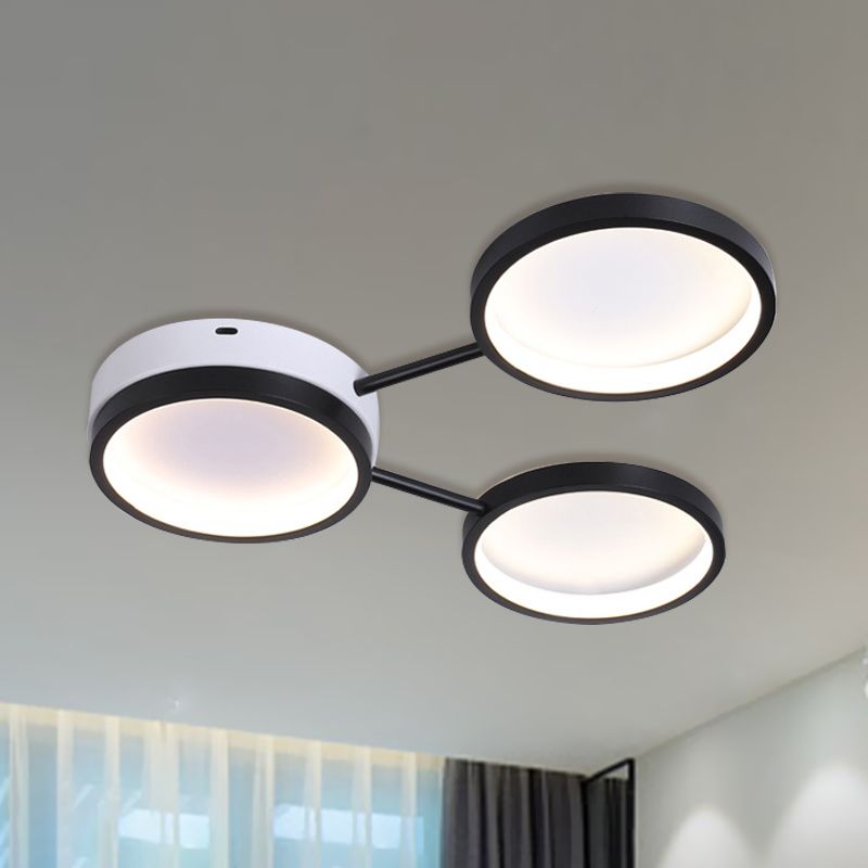 3-Ring Acryl Flushmount Beleuchtung Minimalistische LED schwarze Unterputzlampe im warmen/weißen Licht