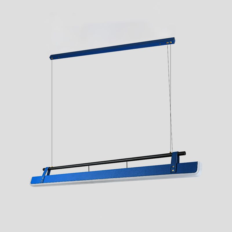 Modern Leather Island Lamp Rectangle 1-Light Restaurant Pendant Light with Acrylic Shade