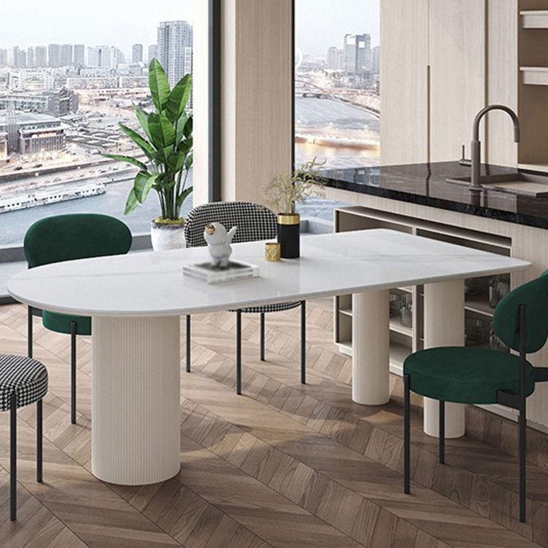 Metal Contemporary Free Form Dining Table Marble Top Table for Dining Room and Kitchen