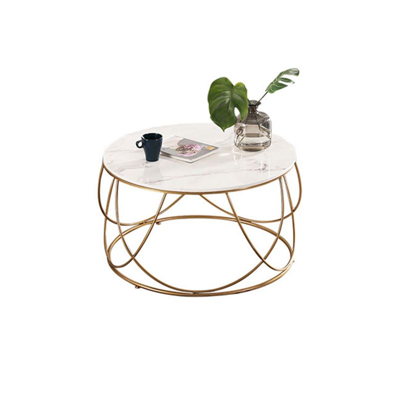 Frame Glam Cocktail Table Stone Round Nesting Coffee Table Set