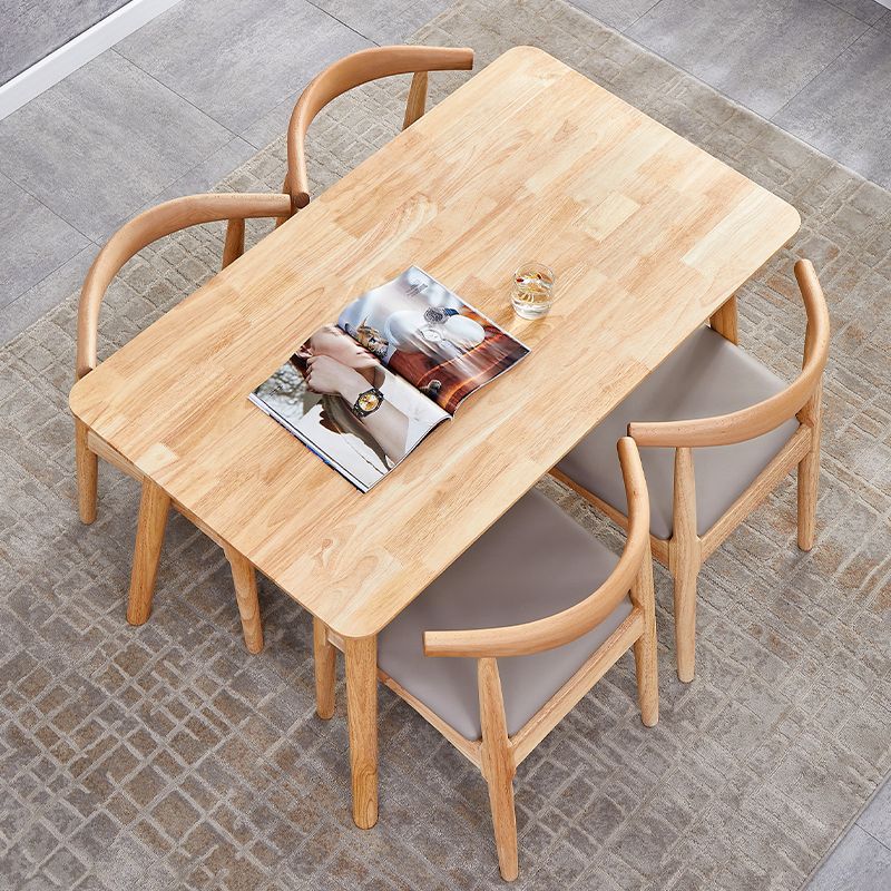 Table à manger rectangulaire et carrée en bois massif de style simplicité avec base à 4 pieds