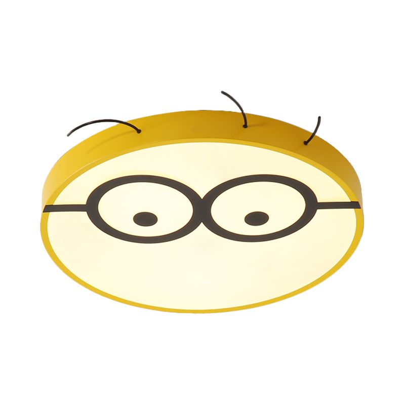 Kids Cartoon Character Flushmount Light Acrylic Kindergarten LED Ceiling Fixture in Yellow