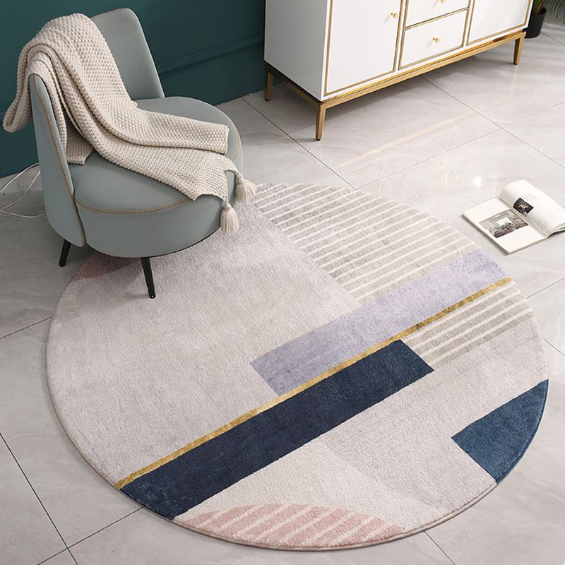 Apricot Minimalist Indoor Rug Polyester Abstract Carpet Anti-Split for Indoor Room