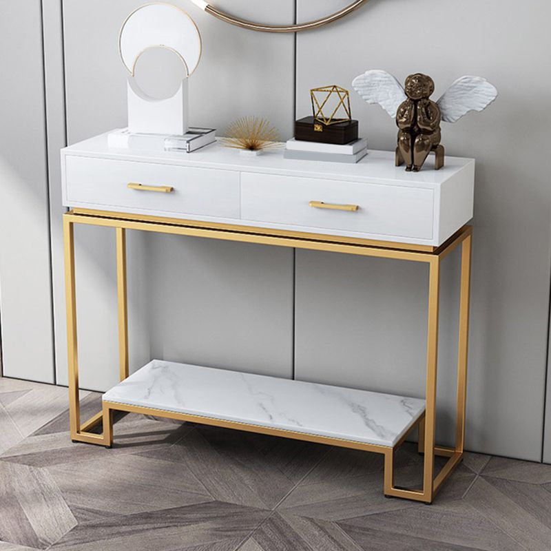 Rectangle Shape Contemporary Console Table 2 Drawers Wood Console Sofa Table