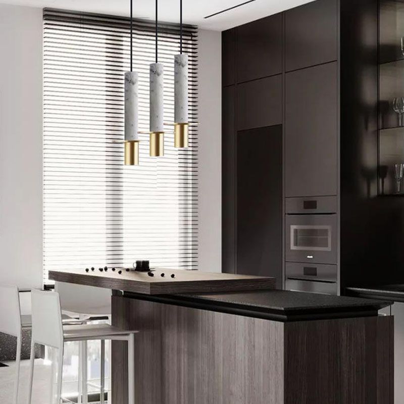 Style de minimalisme LED Hanging Light 1 Tube léger en pierre Suspension Lampe pour le bar de cuisine