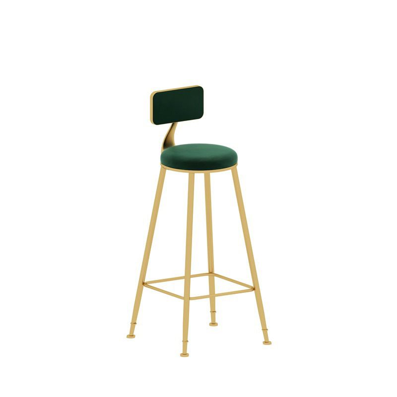 Upholstered Counter Stool Glam Style Low Back Bar Stool with Gold Frame