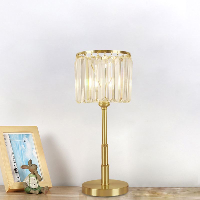 Lámpara de vidrio transparente de vidrio transparente LED Luz de comedor cilíndrico de latón Luz de mesa de comedor cilíndrico
