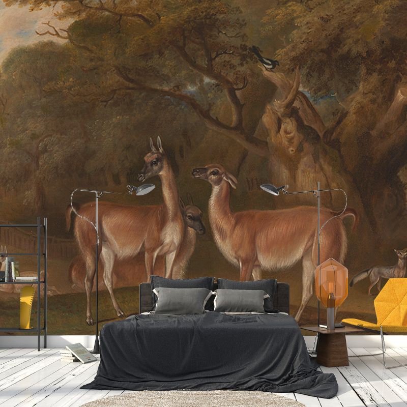 Deer Animal Wild Life Illustration Painting Mural Decorative Eco-friendly for Bedroom
