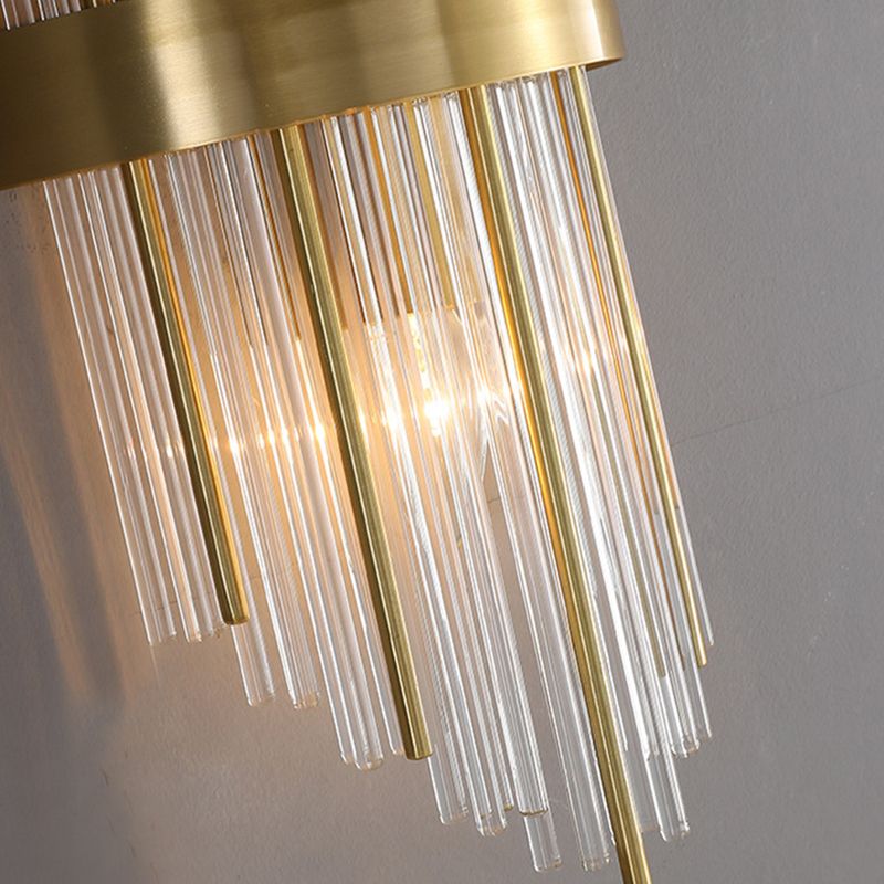 Postmodern Brass Wall Light Gold Tubular Shape Wall Sconce with Crystal for Living Room