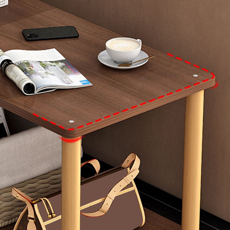 Wood 4 Legs End Table Modern Side End Snack Table with Shelf