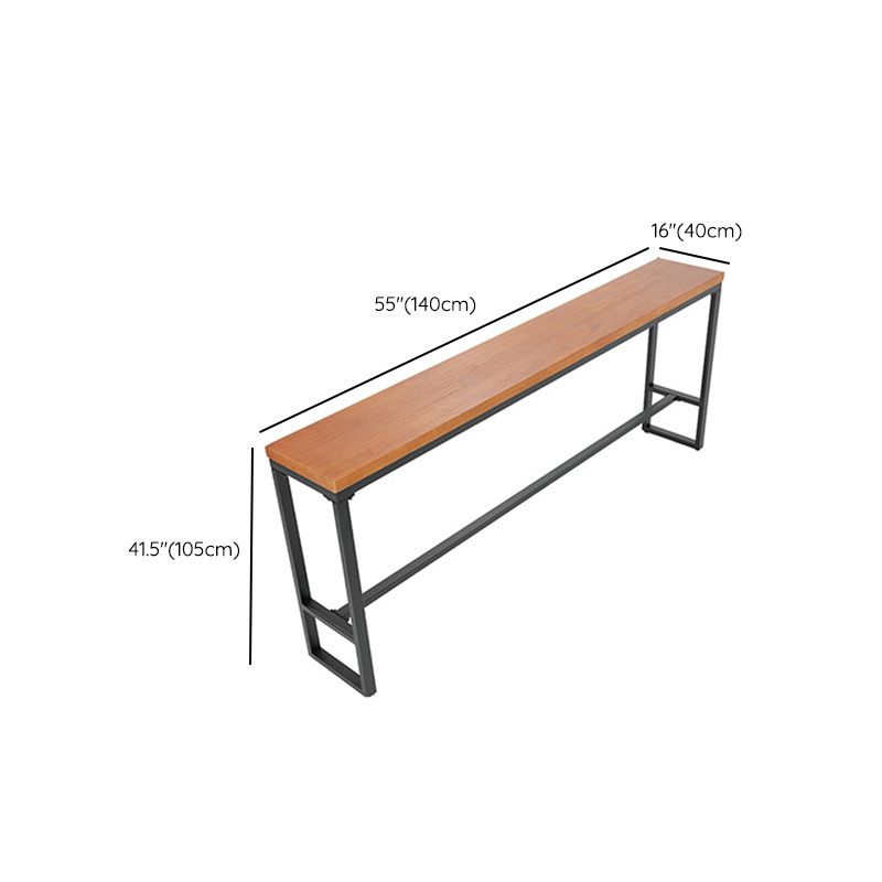 Modern Metal Base Bar Table Black Iron Solid Wood Patio Bar Table