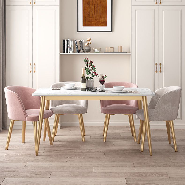 Minimalist Style Rectangular Sintered Stone Dining Set White Standard Dining Set for Kitchen