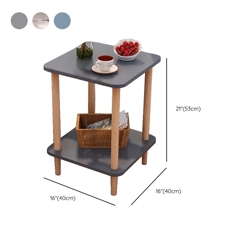 Wood 4 Legs End Table Modern Side End Snack Table for Living Room