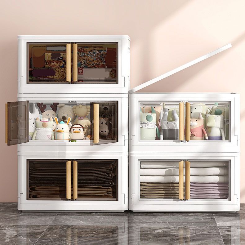 White Storage Cabinet Contemporary Hinged Wardrobe Cabinet for Bedroom