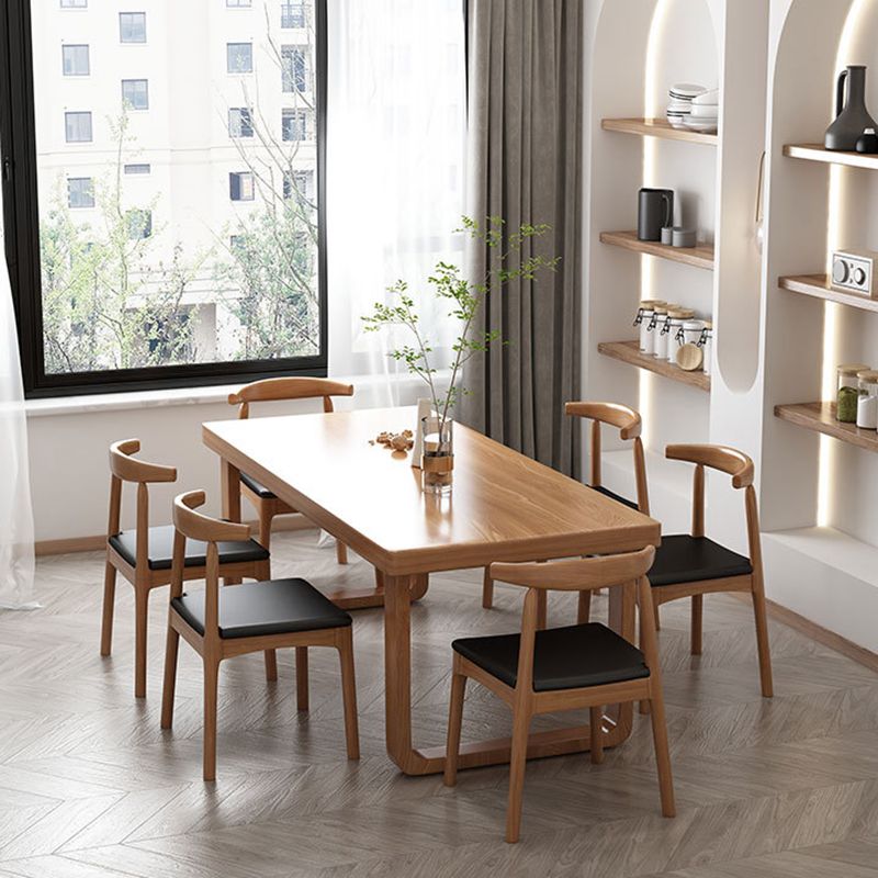 Simplicity Rectangle Dining Table Natural Pine Solid Wood Sled Base Table