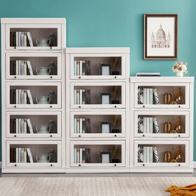 Wooden Vertical Bookcase Contemporary Closed Back Bookshelf for Home Office