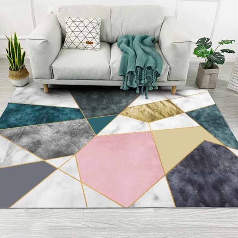Gele woonkamer binnen tapijt modern geometrisch tapijten polyester wasbaar gebied tapijt