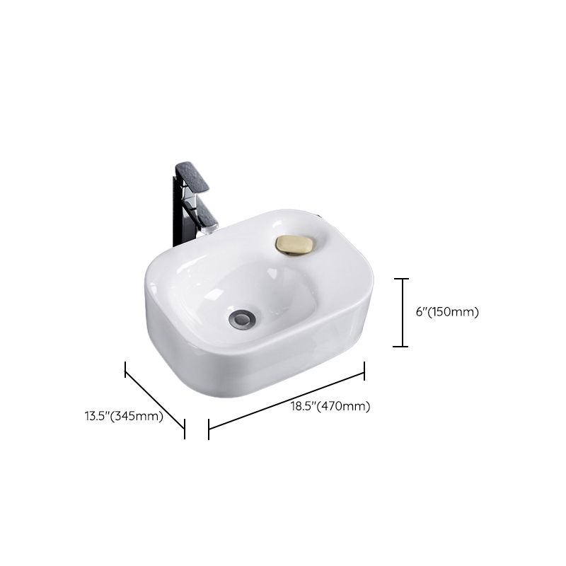 Modern Bathroom Sink Solid Color Porcelain Vessel Bathroom Sink