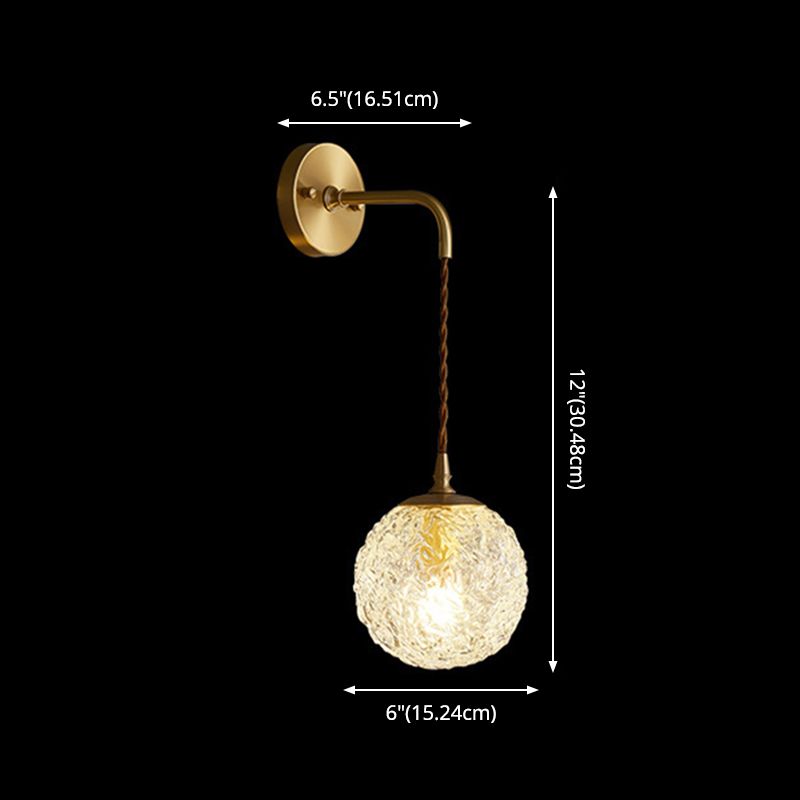 Bedroom Sconce Light Fixture Modern Style Gold Wall Mounted Lighting with Ball Crystal Shade
