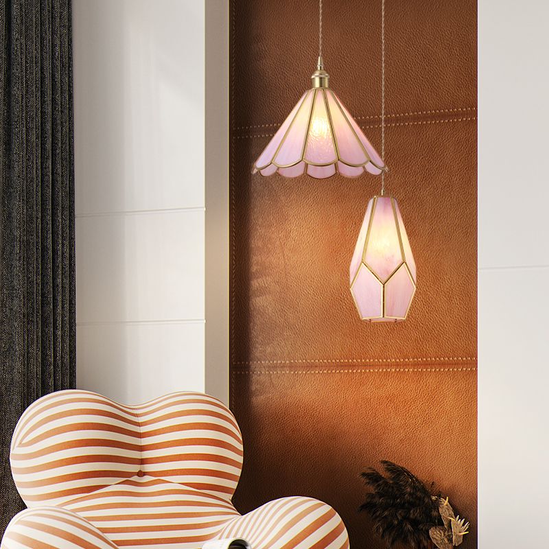 Tiffany Style Geometry Shape Hanging Light Glass Single Light Hanging Light Fixture