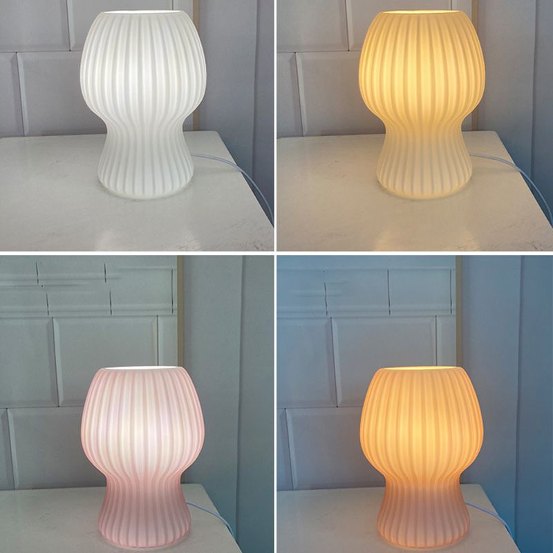 Mushroom Night Table Lamps Modern 1-Light Nightstand Lights with Glass Shade for Bedroom