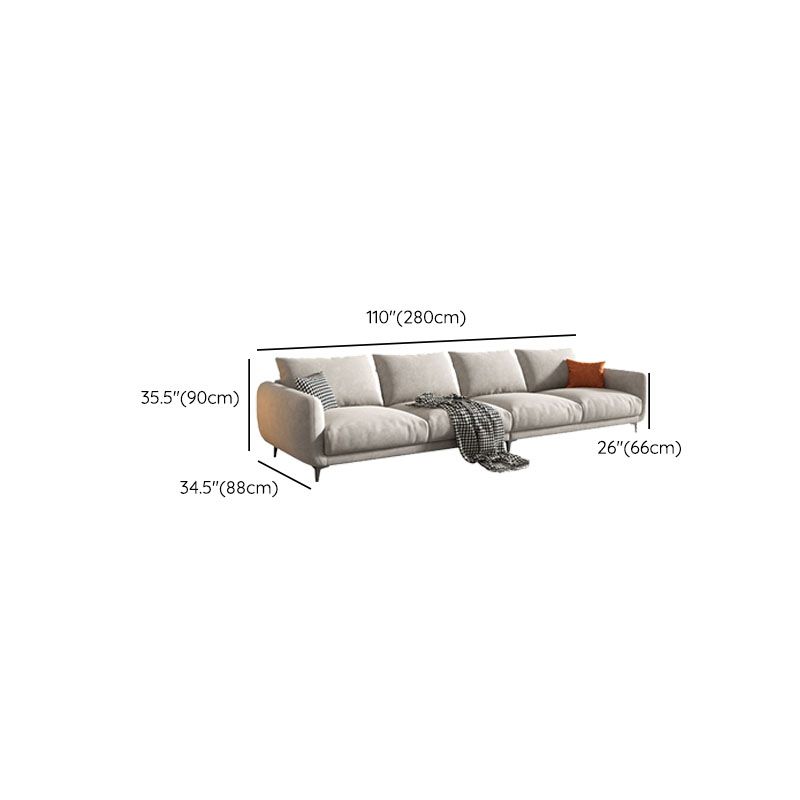 Beige Contemporary Seating with Pillows Square Arm Sofa for Living Room