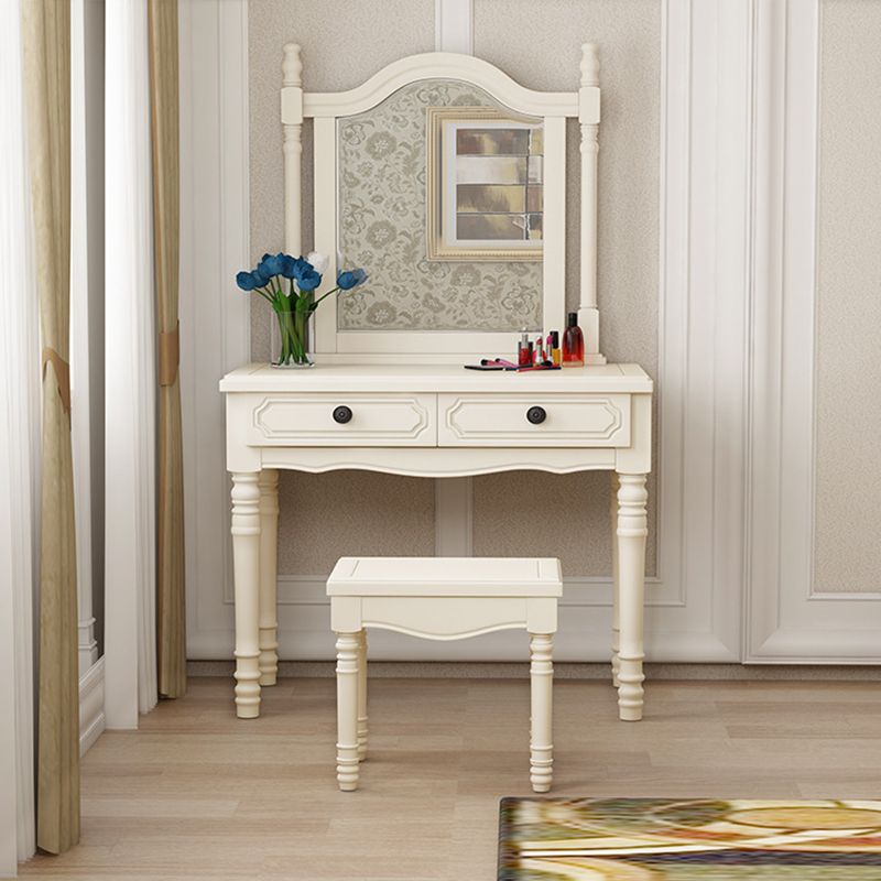 2-Drawers Mirror Table Dressing Table Victorian Solid Wood Make-up Vanity