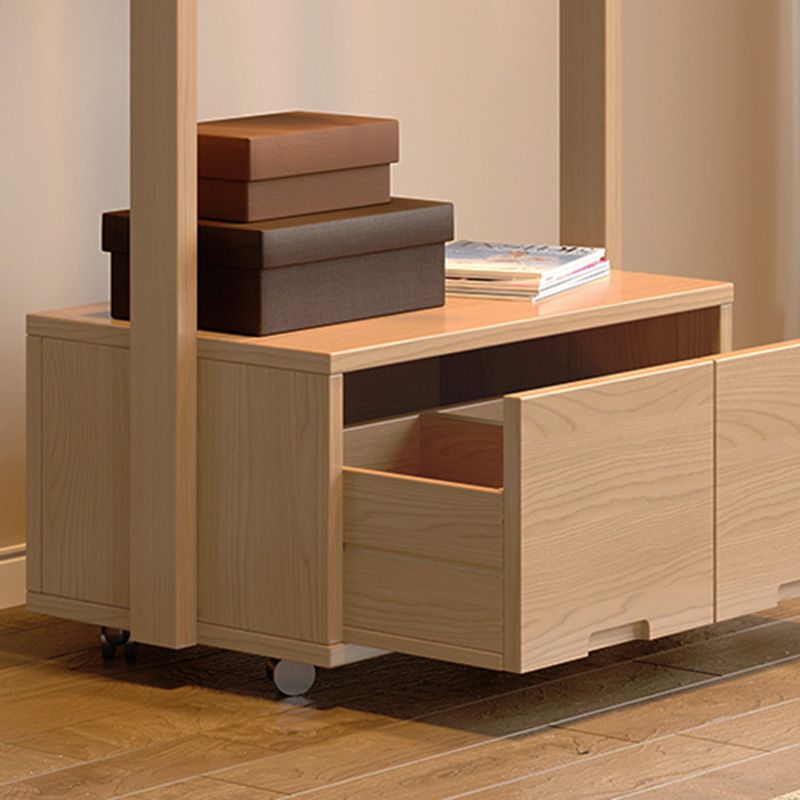 Wooden Open Wardrobe Modern Minimalist Bedroom Wardrobe Armoire with Drawers