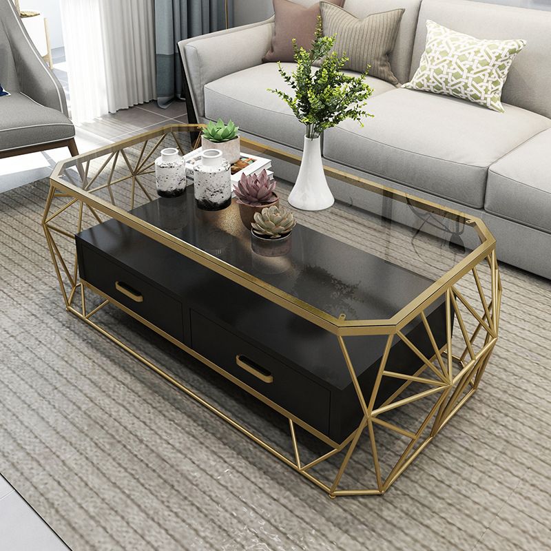 Contemporary Frame with Drawer Rectangular Single Coffee Table