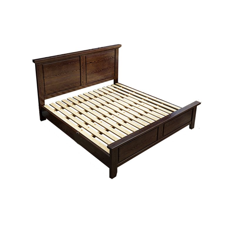 Ash Standard Bed Mid-Century Modern Bed Frame with Headboard