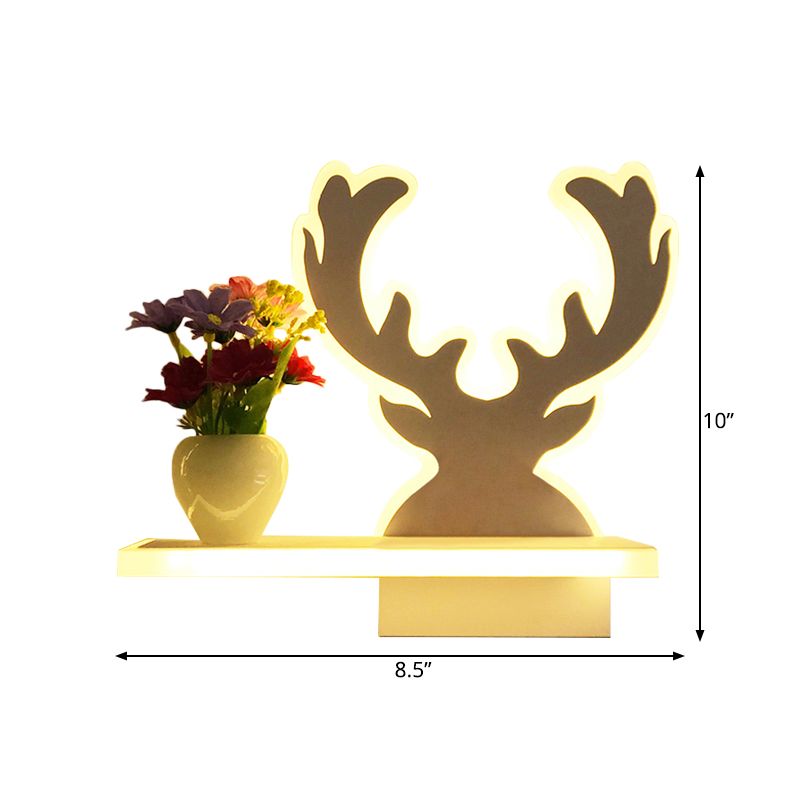 Adult Child Bedroom Wall Light with Shelf Acrylic Contemporary Wall Lamp in White