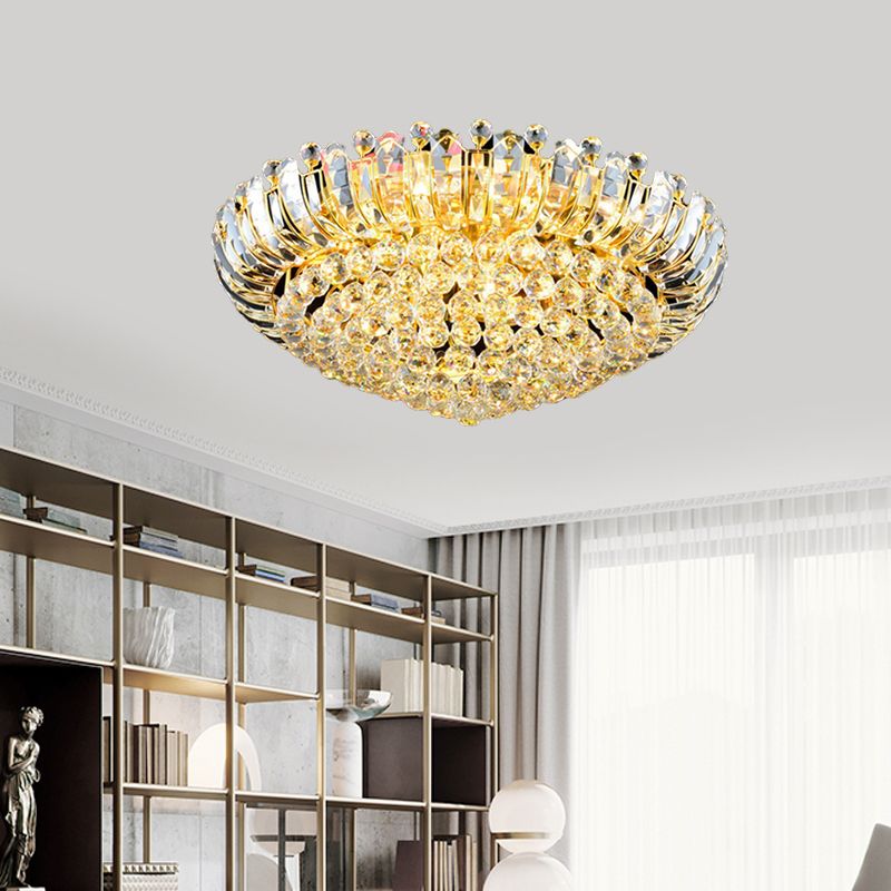 LED Flush Mount Chandelier Simple Stylish Pointed Crystal Orb  Flush Ceiling Light in Gold