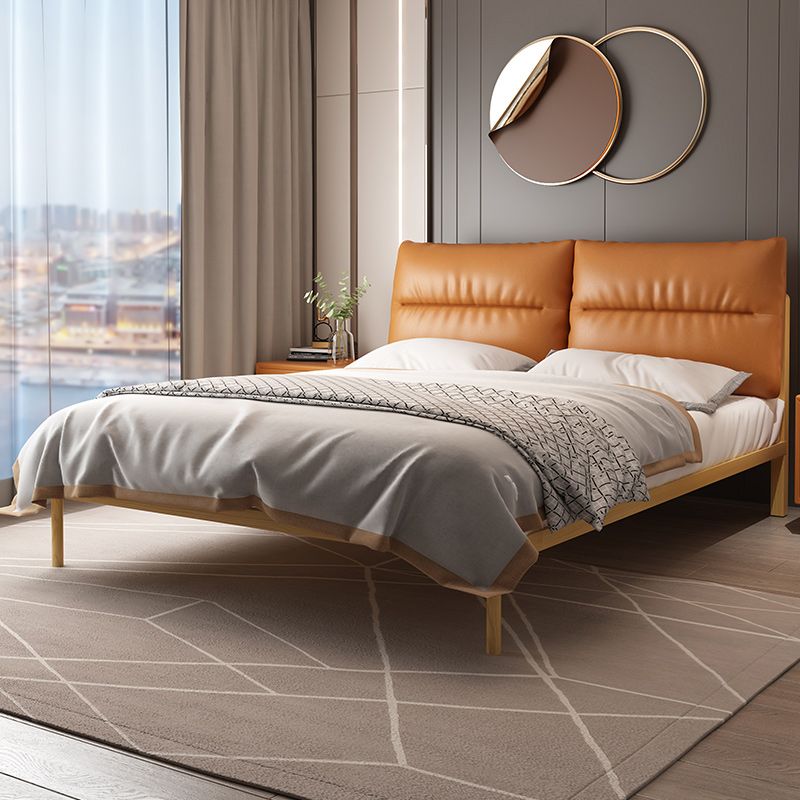 Glam Solid Color Platform Bed Metal Bed Frame with Headboard