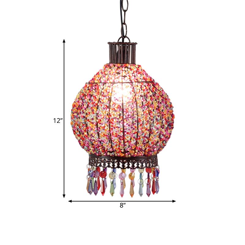 Bronze 1 Light Suspension Lamp Bohemian Metal Lantern Pendant Light Fixture for Restaurant
