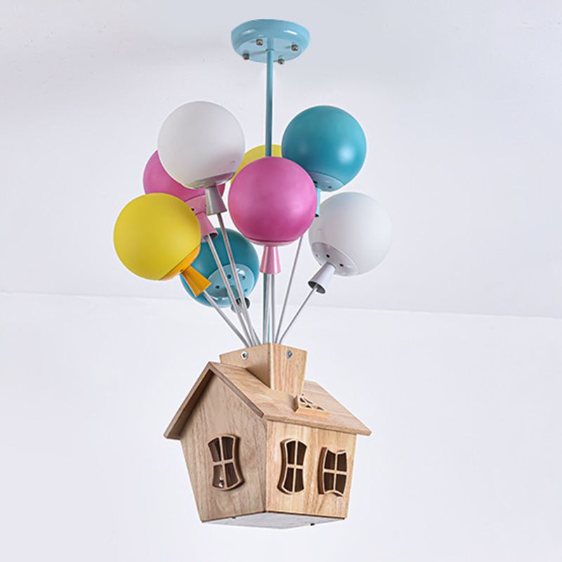 Contemporary Ceiling Lamp Colorful Glass Shade Flush Mount Light Fixture