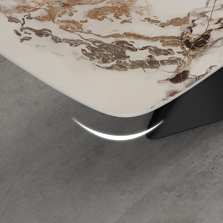 Juego de comedor de rectángulo de piedra sinterizada moderna altura estándar Piernas negras Juego de comidas en el hogar
