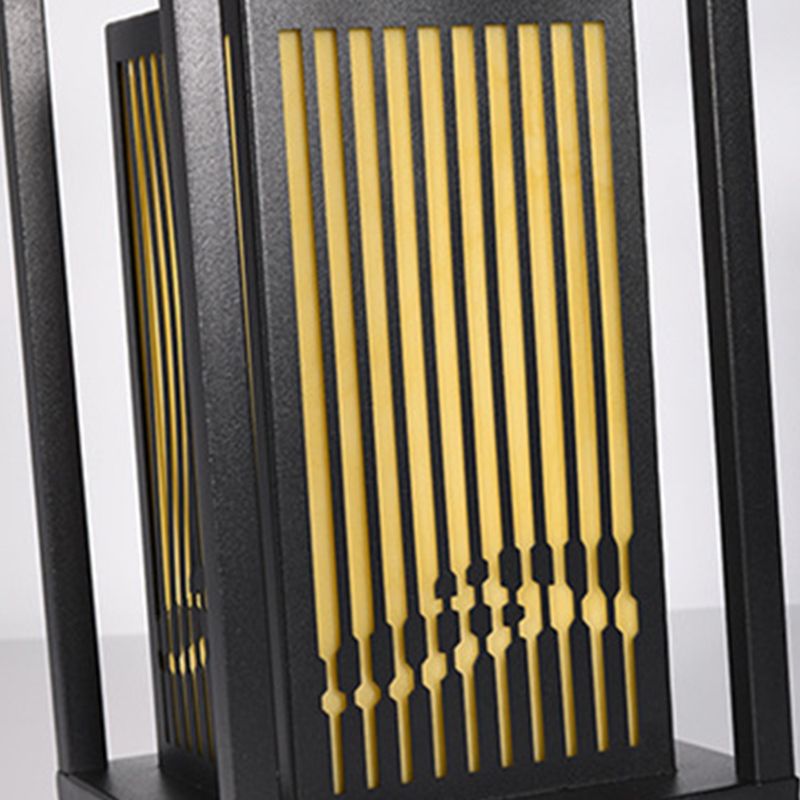 Rectangle Solar Pillar Lamp Contemporary Metal Outdoor Waterproof Light