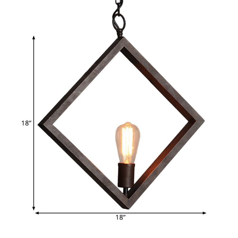 Black 1 Head Suspension Light avec une conception de bulbe nu