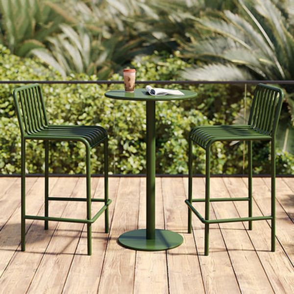 Round Metal Bar Table Industrial Dining Table - 23.6" L x 23.6" W x 41.3" H