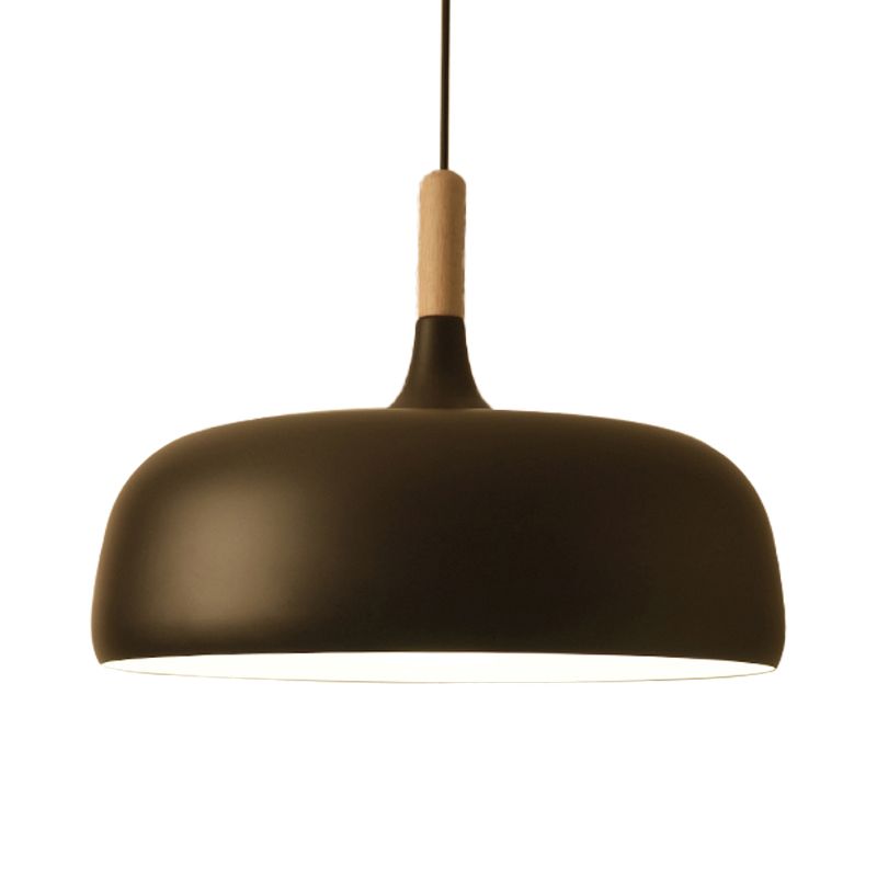 Lámpara de techo de tazón Estilo simple 1 Luz de colgante colgante negro/blanco para comedor para comedor, 12.5 "/19" de ancho
