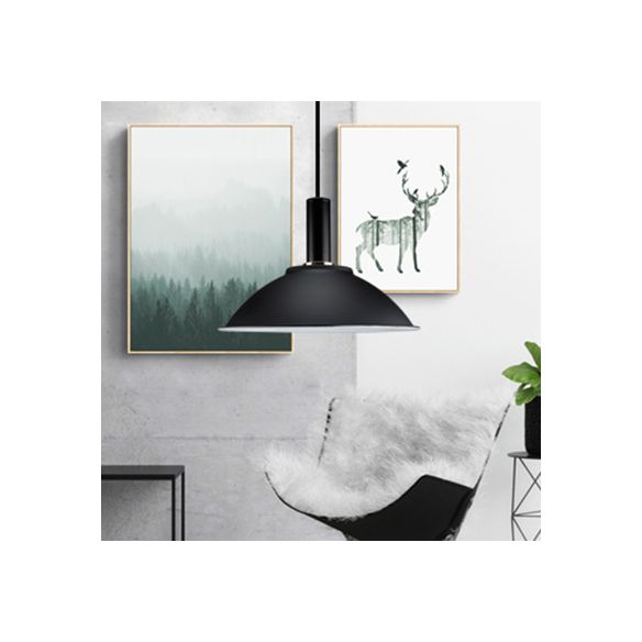 Luz de colgante contemporáneo de tazón 11 "/14" de ancho 1 bombilla aluminio colgante luz para fábrica de galería